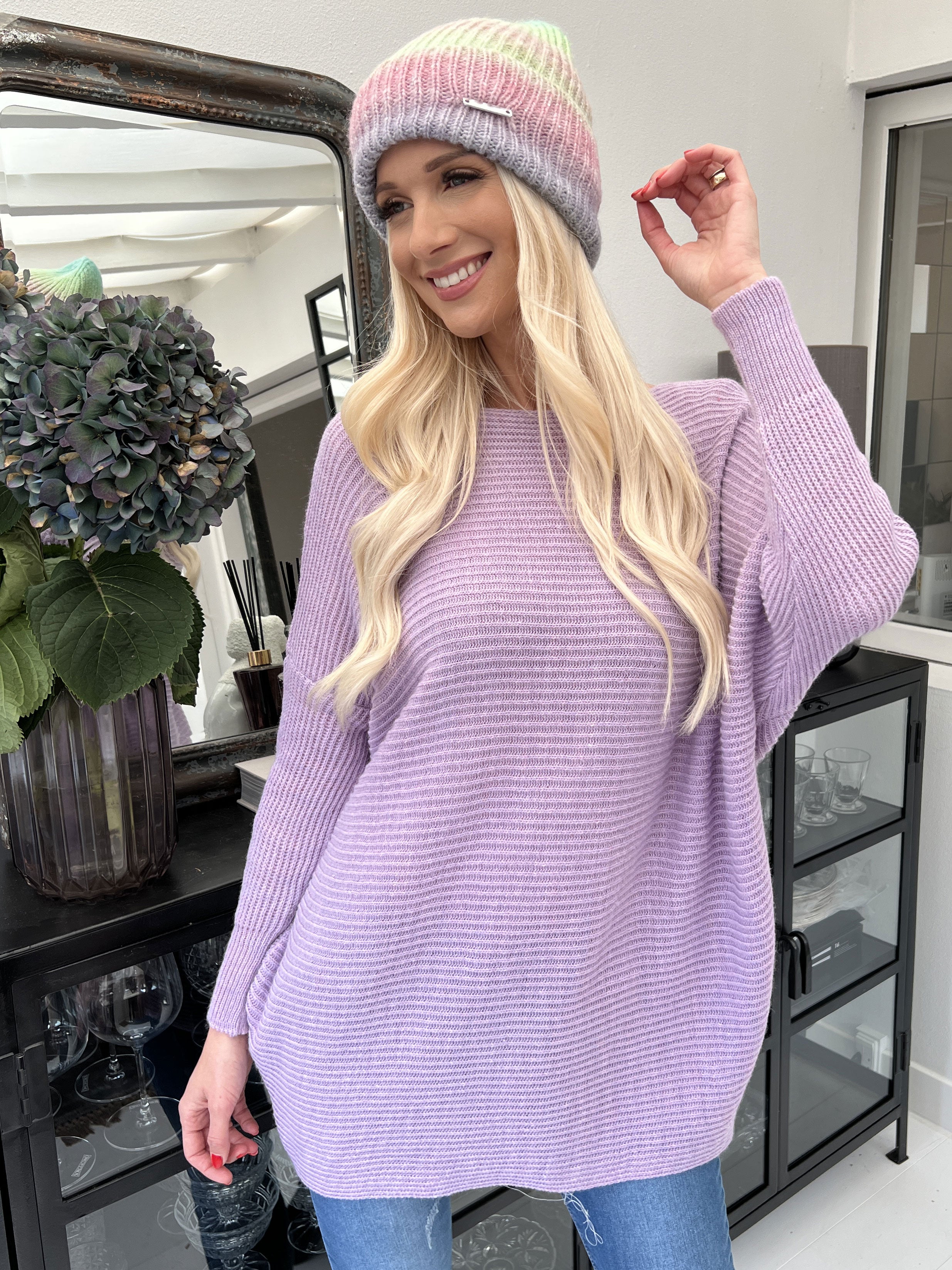 Teddy - Strikbluse med tætsiddende ærmer